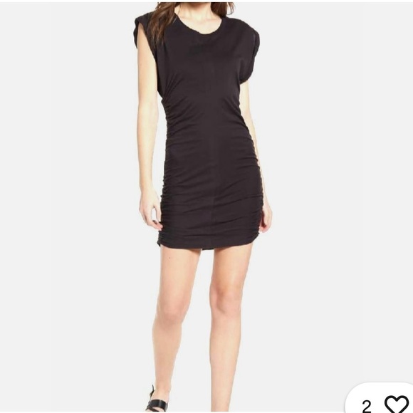 Splendid Black Tee Shirt Ruched Side Dress - Picture 4 of 14